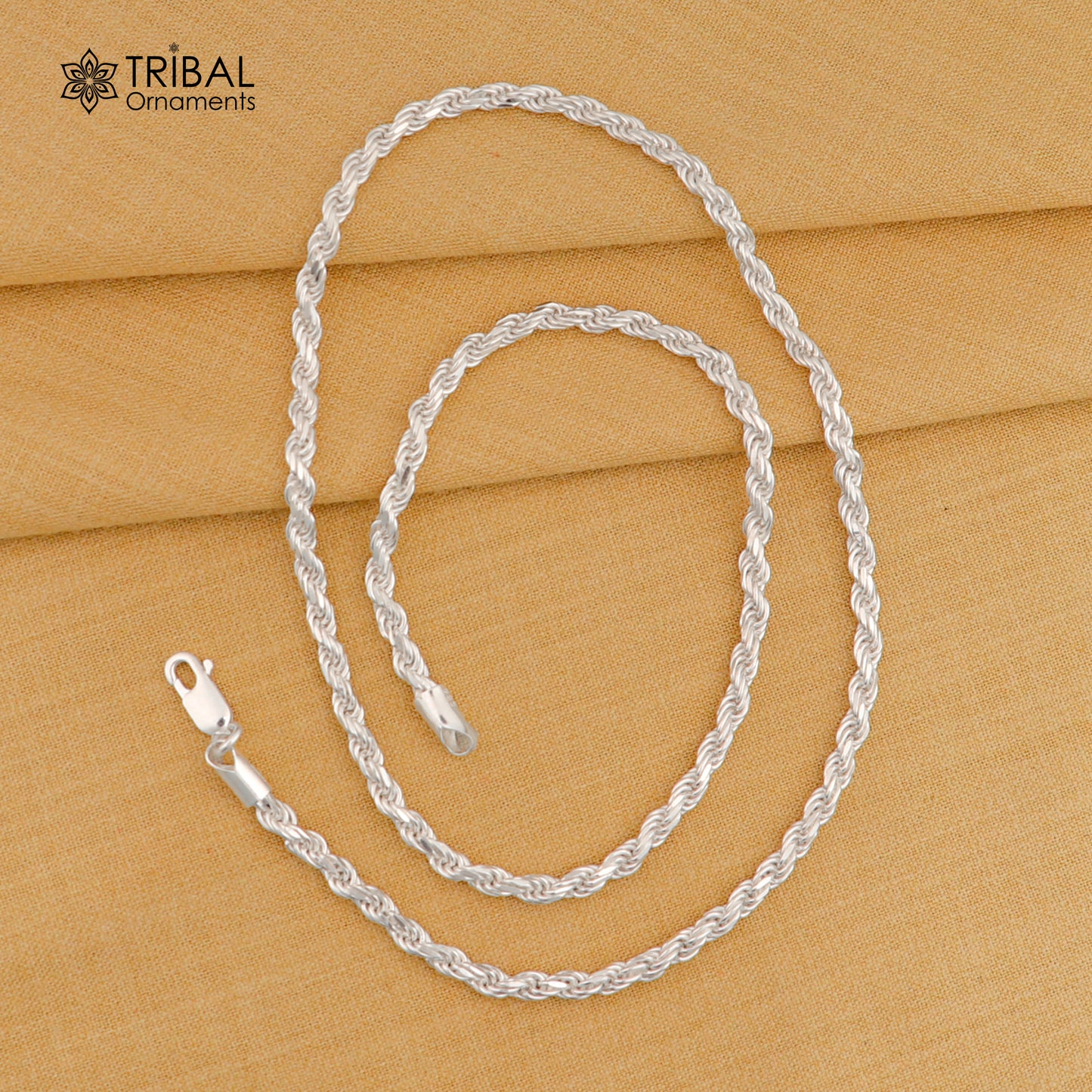 Trendy style Solid 925 sterling silver 19" TO 21" Rope chain 925 sterling silver handmade necklace chain, plain twisted silver chain ch572
