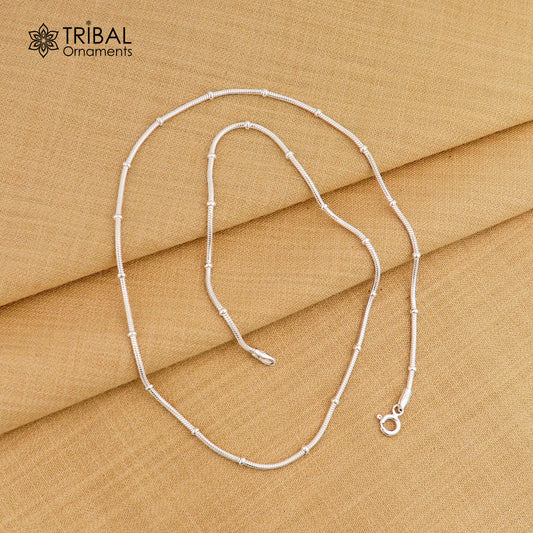 1mm 18" long snake chain 925 sterling silver handmade snake chain pendant chain, necklace chain, fancy silver chain trendy style ch576