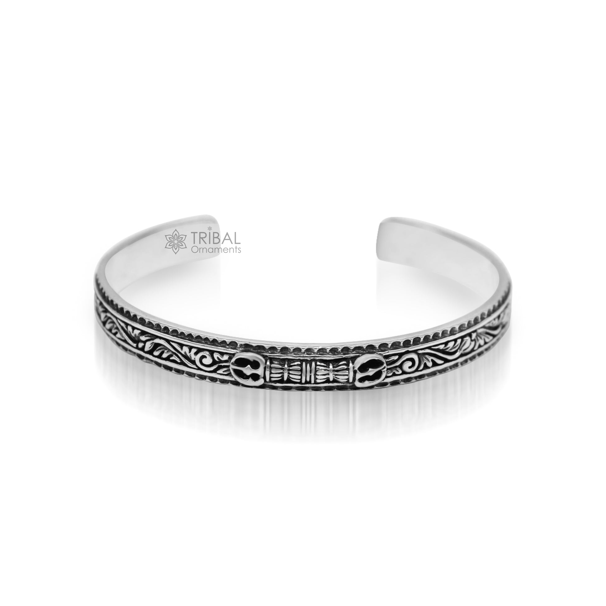 925 sterling silver handmade vintage VAJRA design Divine Bangle cuff bracelet kada, best unisex tribal gifting jewelry cuff115 - TRIBAL ORNAMENTS