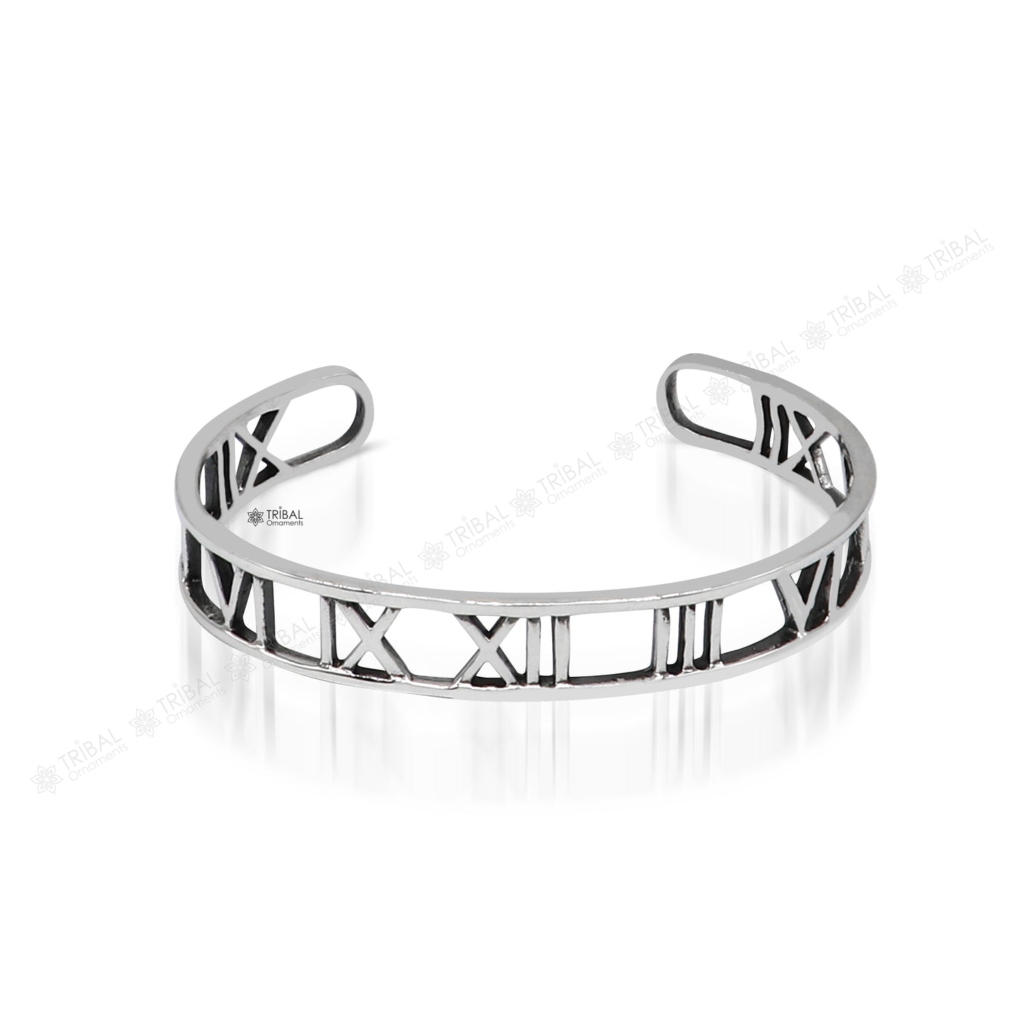 925 sterling silver handmade solid Roman number design fashion kada cuff bracelet, cuff kada unsex gifting jewelry solid silver kada cuff153 - TRIBAL ORNAMENTS
