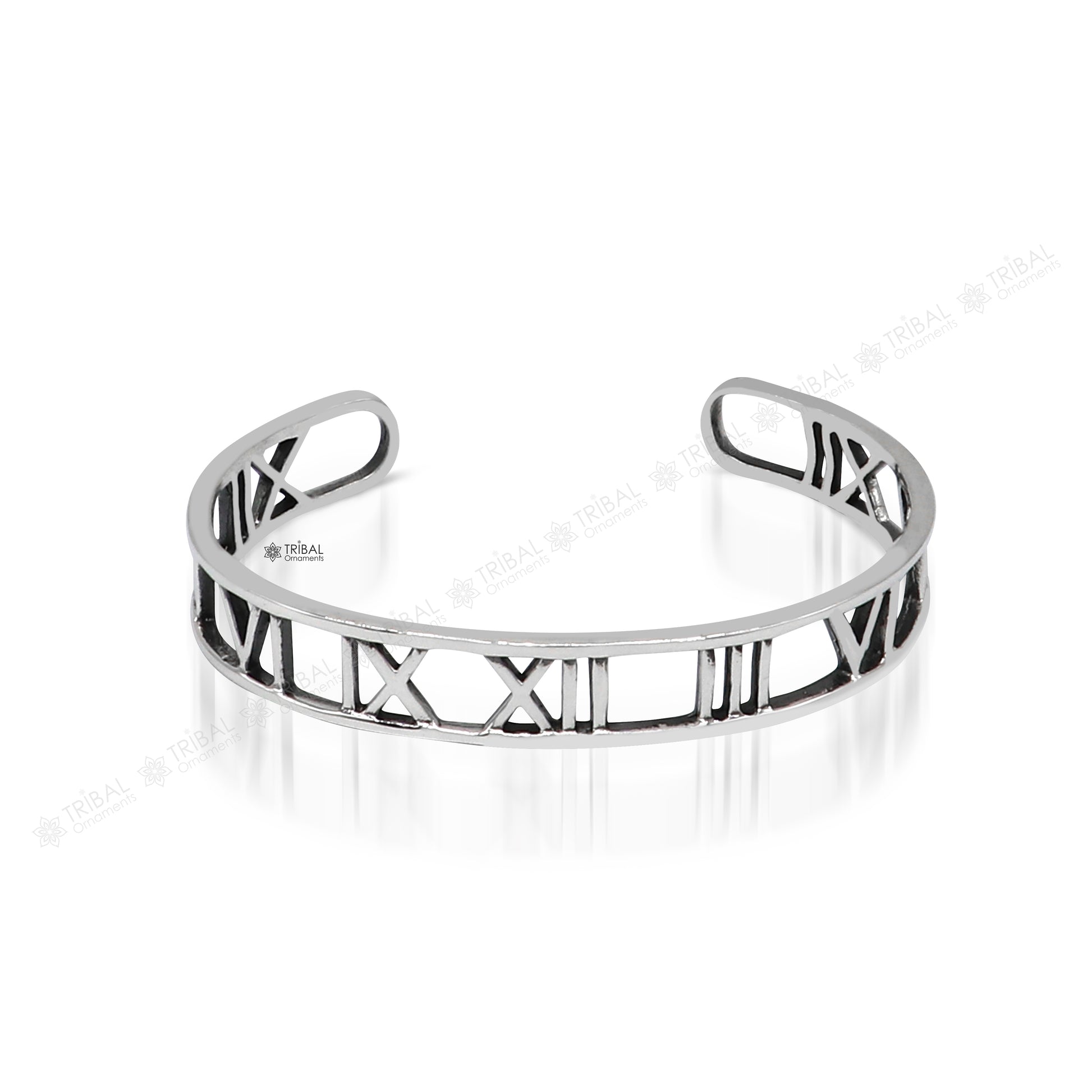 925 sterling silver handmade solid Roman number design fashion kada cuff bracelet, cuff kada unsex gifting jewelry solid silver kada cuff153 - TRIBAL ORNAMENTS