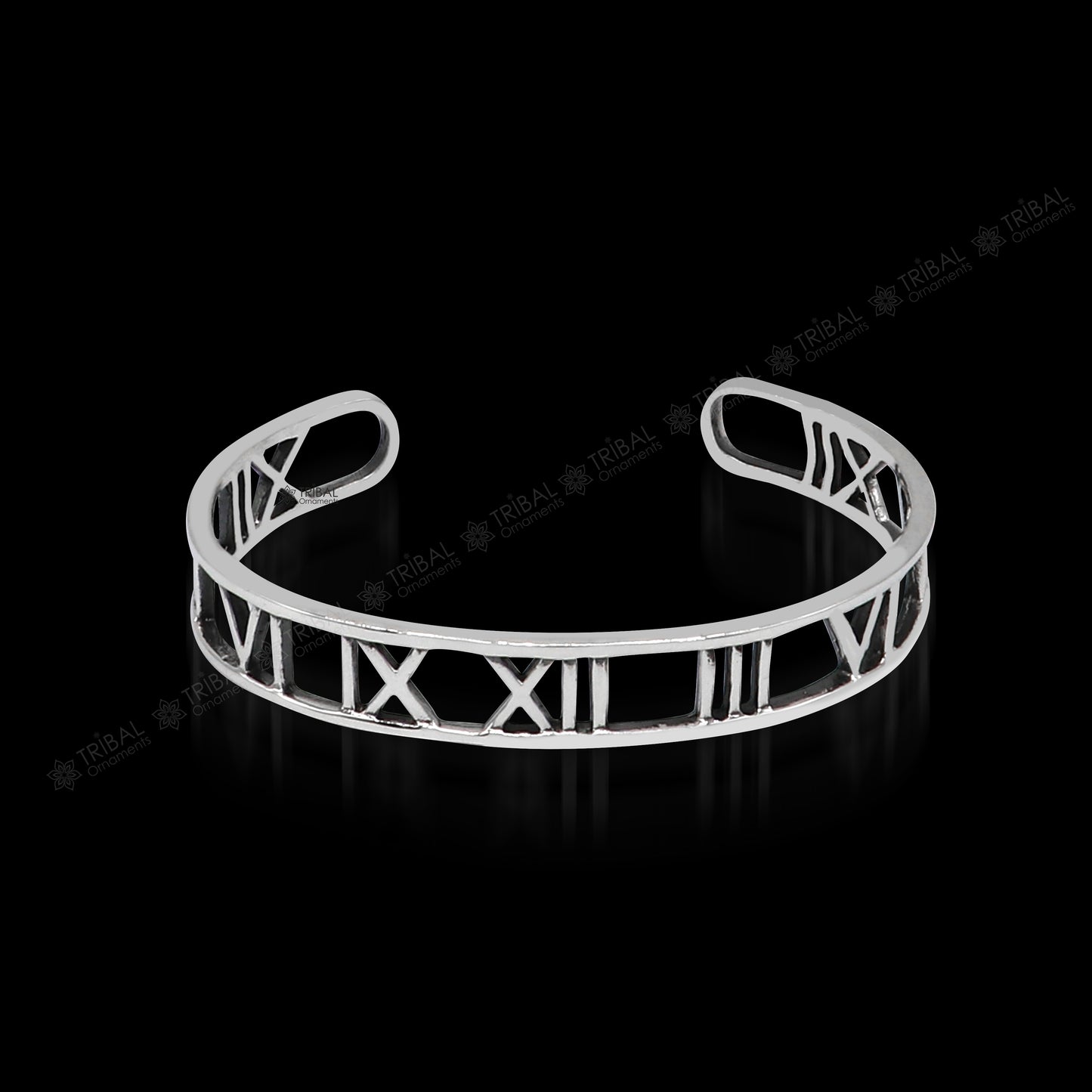 925 sterling silver handmade solid Roman number design fashion kada cuff bracelet, cuff kada unsex gifting jewelry solid silver kada cuff153 - TRIBAL ORNAMENTS