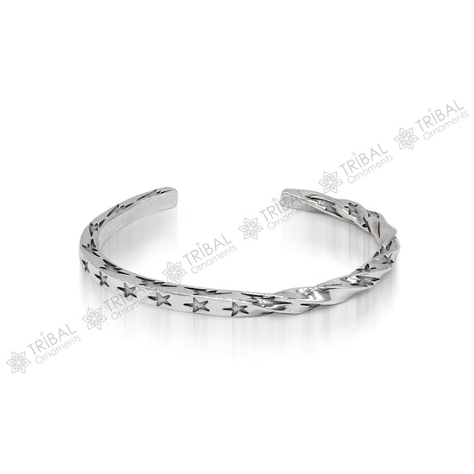 925 sterling silver handmade Unique twisting design fashion kada cuff bracelet, cuff kada unsex gifting jewelry solid silver kada cuff156 - TRIBAL ORNAMENTS