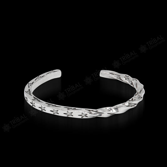 925 sterling silver handmade Unique twisting design fashion kada cuff bracelet, cuff kada unsex gifting jewelry solid silver kada cuff156 - TRIBAL ORNAMENTS