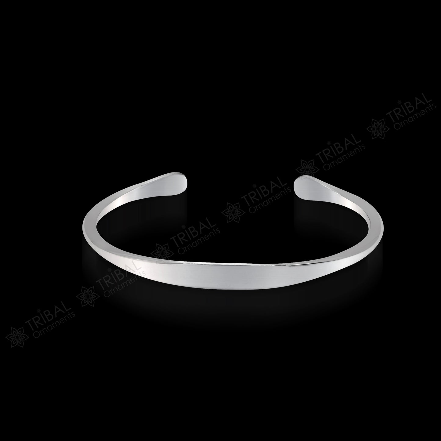 Solid 7 mm 925 sterling silver plain design modern trendy cuff kada bracelet best gifting unisex bangle kada cuff167 - TRIBAL ORNAMENTS