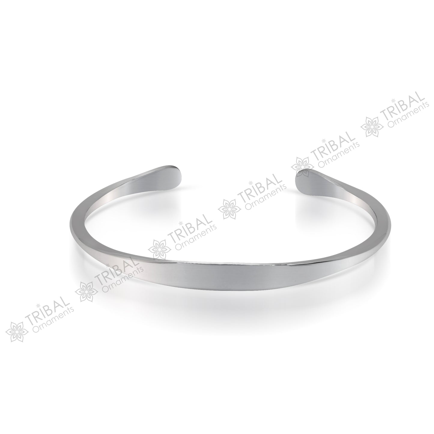 Solid 7 mm 925 sterling silver plain design modern trendy cuff kada bracelet best gifting unisex bangle kada cuff167 - TRIBAL ORNAMENTS
