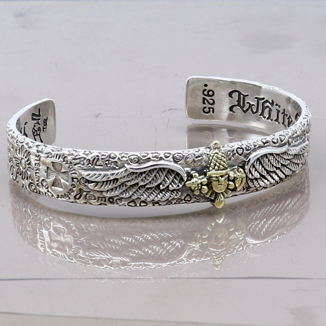 925 sterling silver handmade lord Venkateshwara/ Tirupati Balaji adjustable bangle bracelet kada unisex jewelry cuff241 - TRIBAL ORNAMENTS