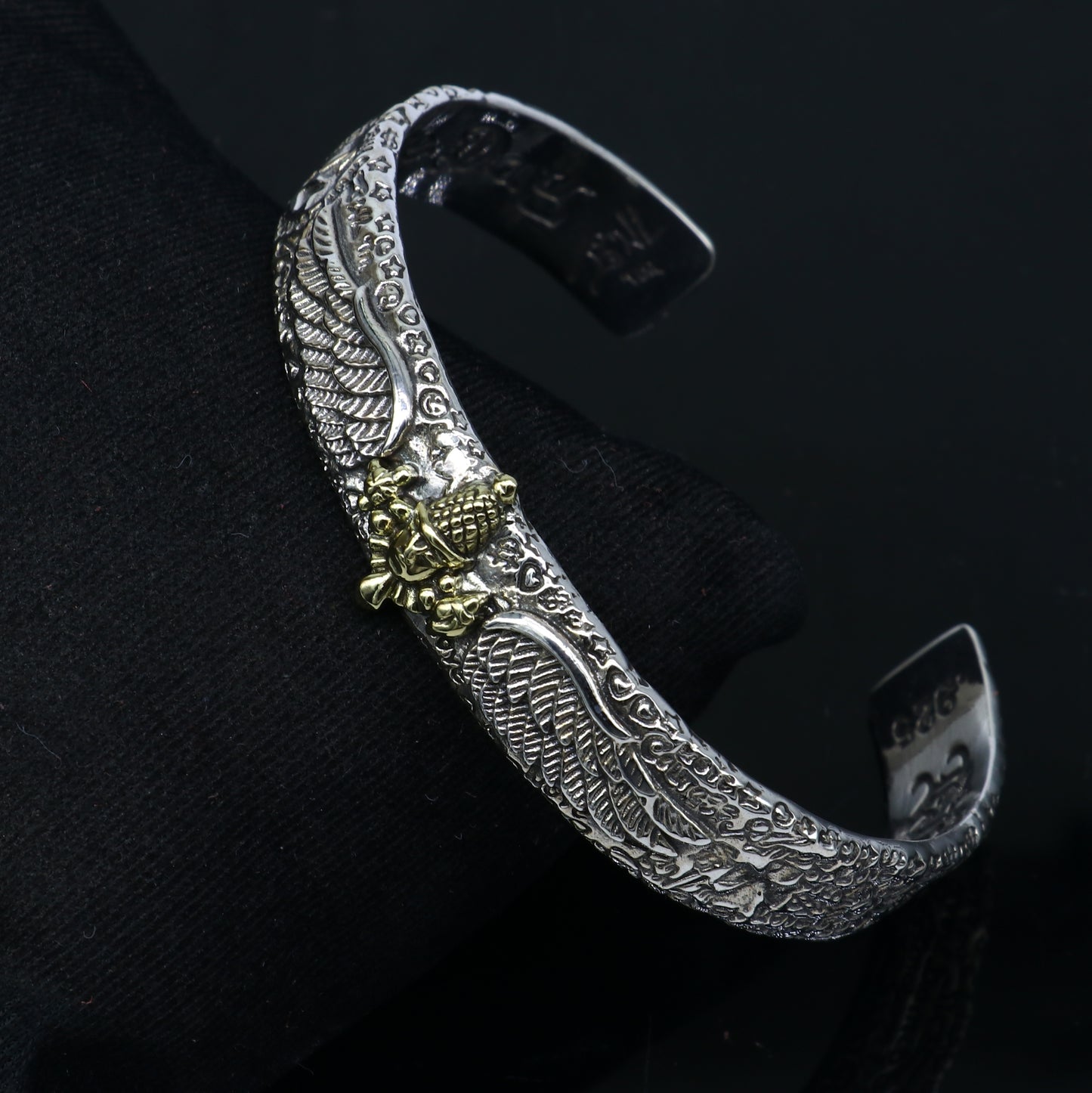 925 sterling silver handmade lord Venkateshwara/ Tirupati Balaji adjustable bangle bracelet kada unisex jewelry cuff241 - TRIBAL ORNAMENTS