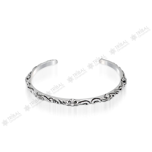 925 sterling silver handcrafted work Superior Quality Graceful Design Glossy Plain solid Bracelet Kada for Men and women's gifting cuff50 - TRIBAL ORNAMENTS