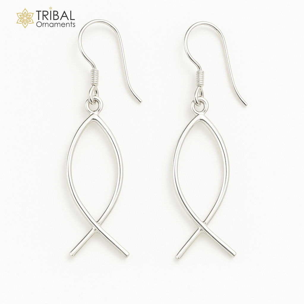 Fabulous Fish shape designer 925 sterling silver hoop earring, excellent light weight earring brides made customized gifting jewelry ear638
