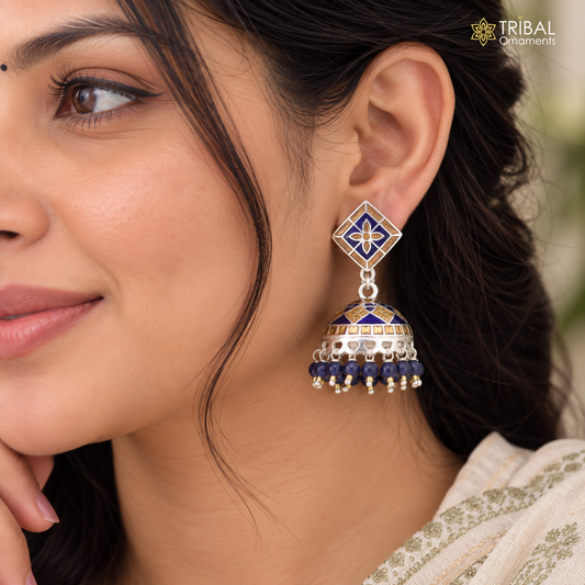 925 sterling silver minakari design Jhumka earring er346