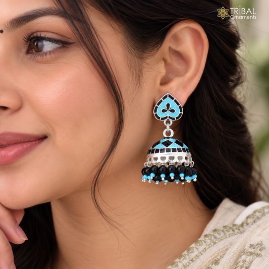925 sterling silver minakari design Jhumka earring er344