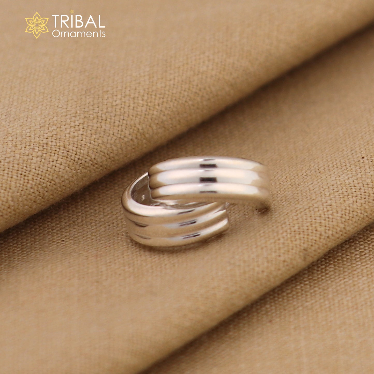 925 sterling silver plain 3 line bali hoops earrings, tribal ethnic jewelry er230