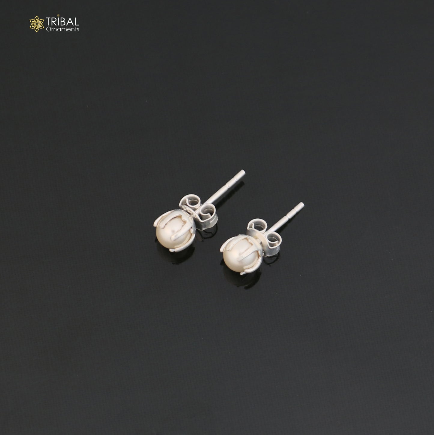 Round 925 sterling silver fabulous pearl stone stud earrings best unisex daily use jewelry er307