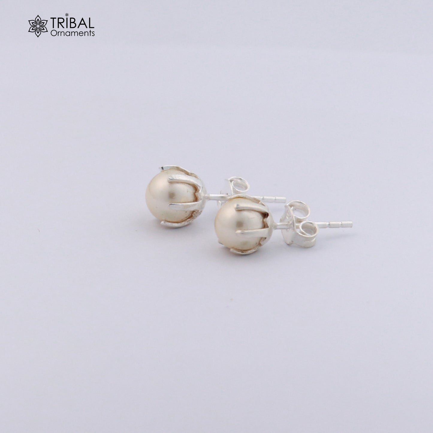 Round 925 sterling silver fabulous pearl stone stud earrings best unisex daily use jewelry er308