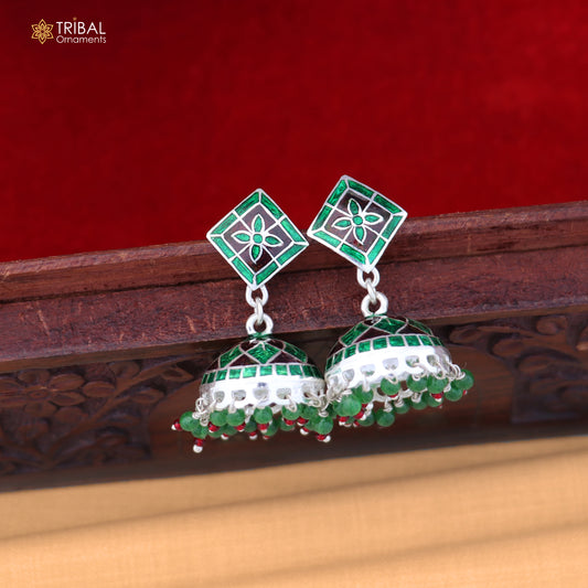 925 sterling silver minakari design Jhumka earring er318