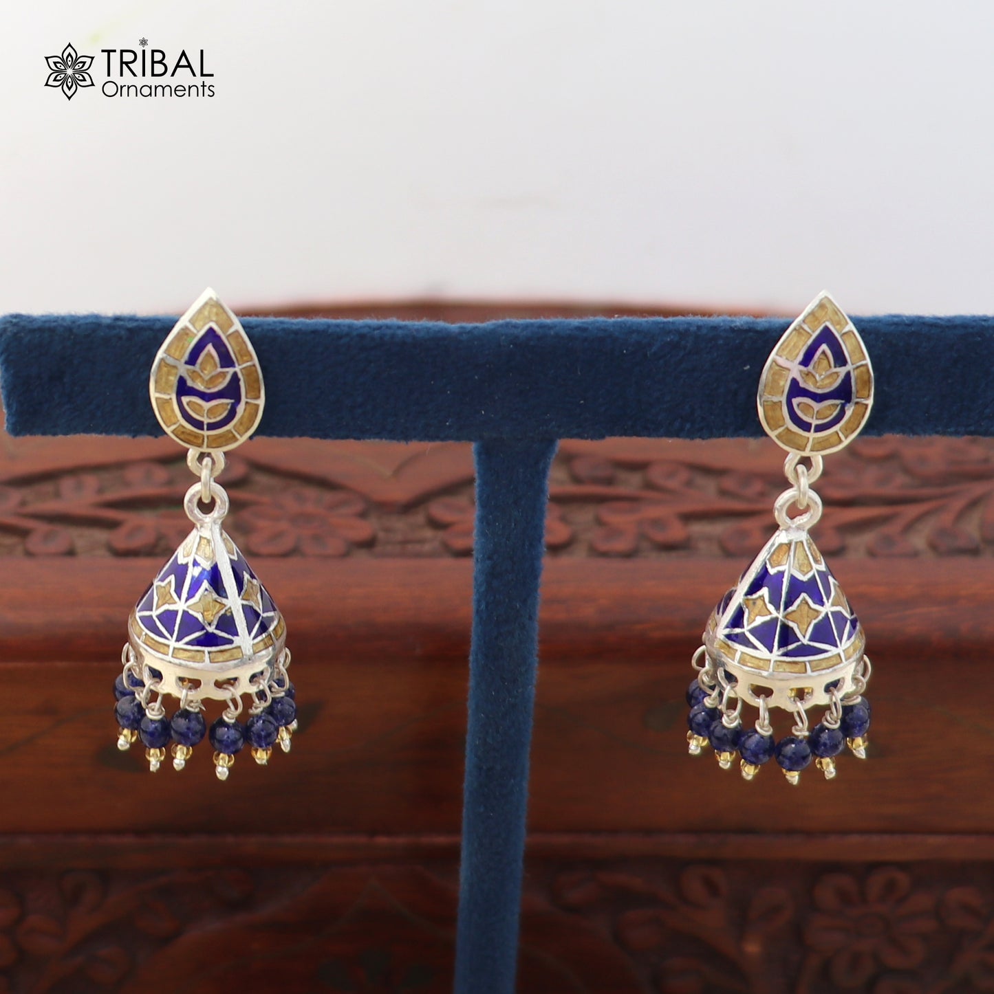 925 sterling silver minakari design Jhumka earring er319