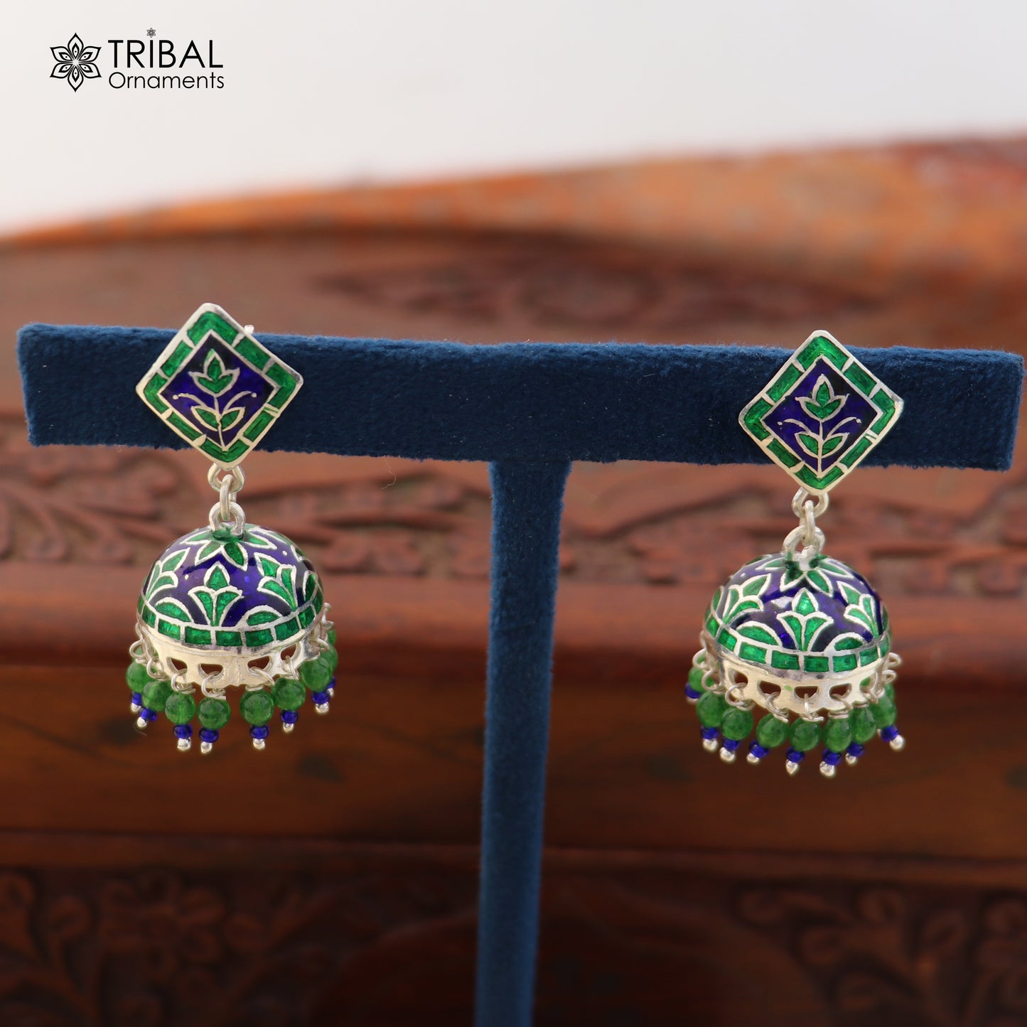 925 sterling silver minakari design Jhumka earring er324
