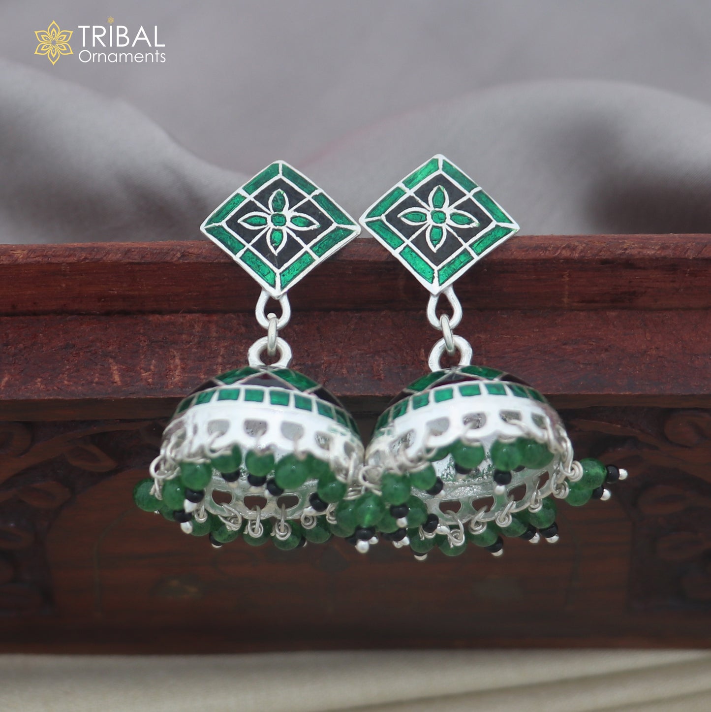 925 sterling silver minakari design Jhumka earring er345
