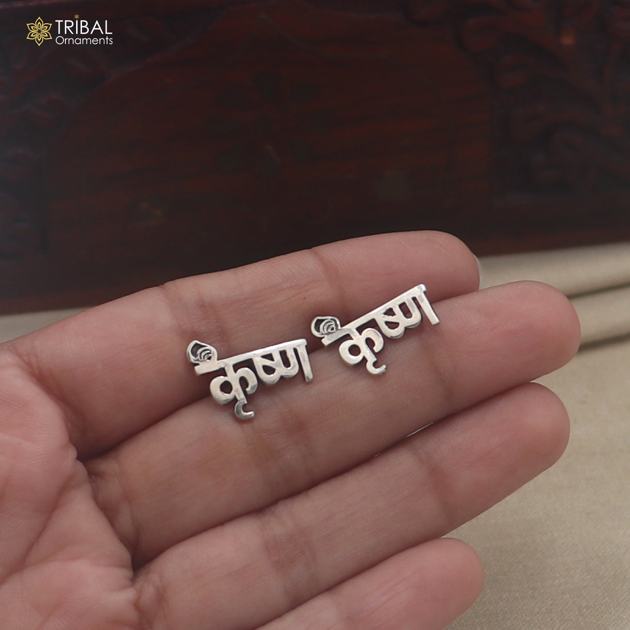 925 silver Lord Krishna stud earrings unisex jewelry er348