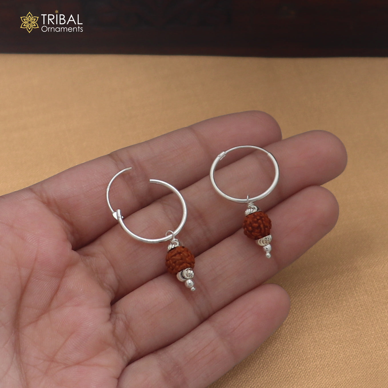 925 sterling silver rudraksha design bali hoops earrings tribal ethnic jewelry er349