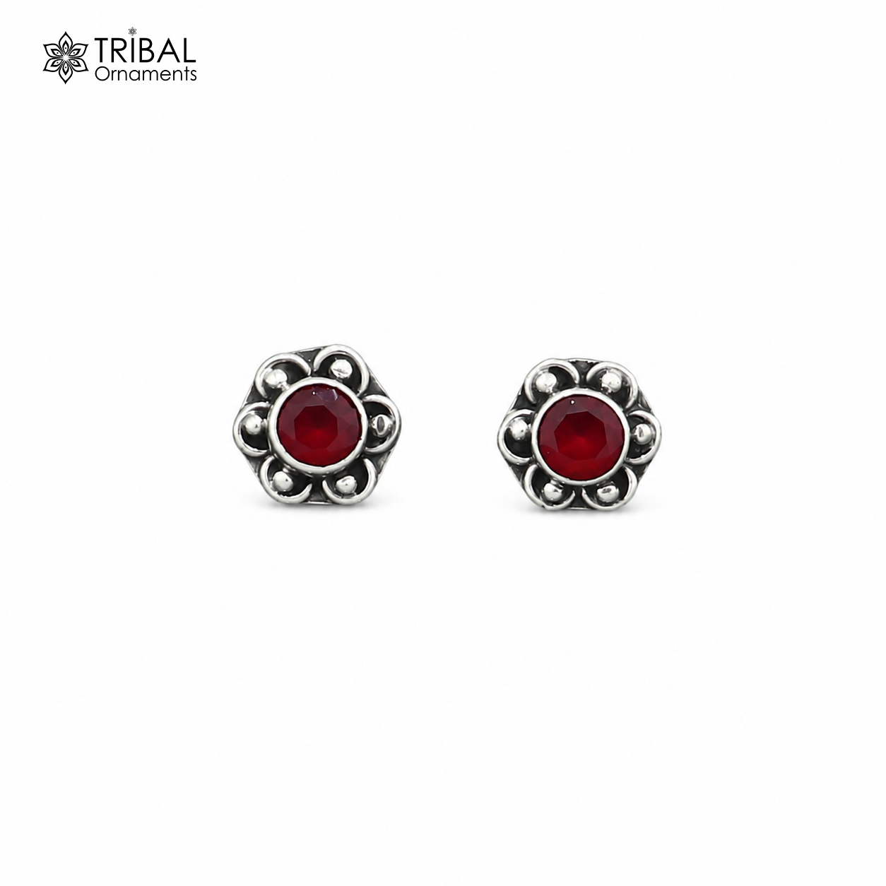 925 sterling silver round shape pink stone stud earring best unisex jewelry er356