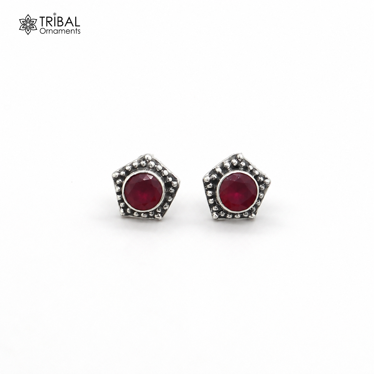 925 sterling silver round shape pink stone stud earring best unisex jewelry er354