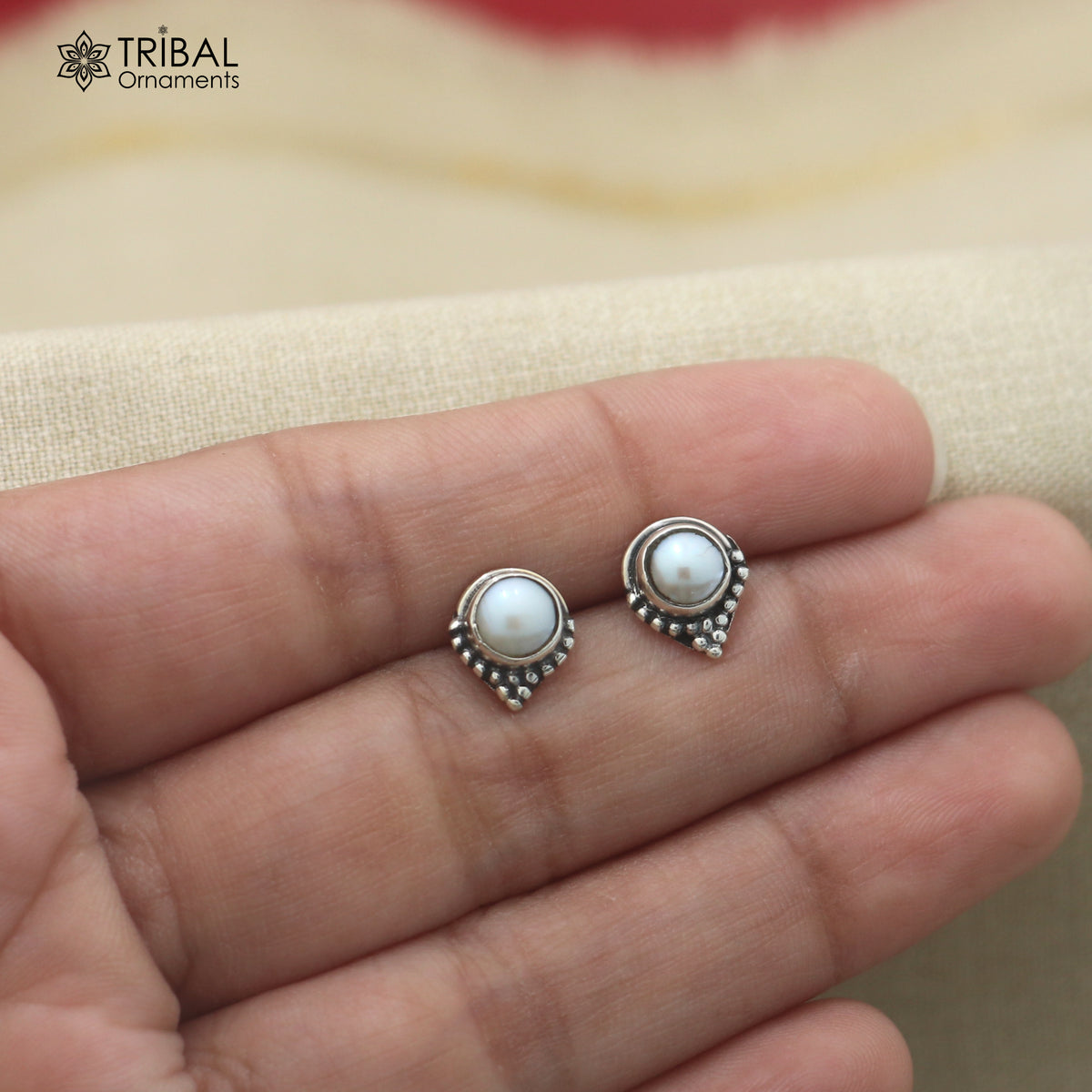 925 sterling silver round shape pearl stone stud earring best unisex jewelry er388