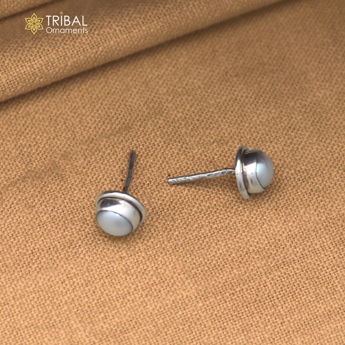 925 sterling silver round shape pearl stone stud earring best unisex jewelry er391