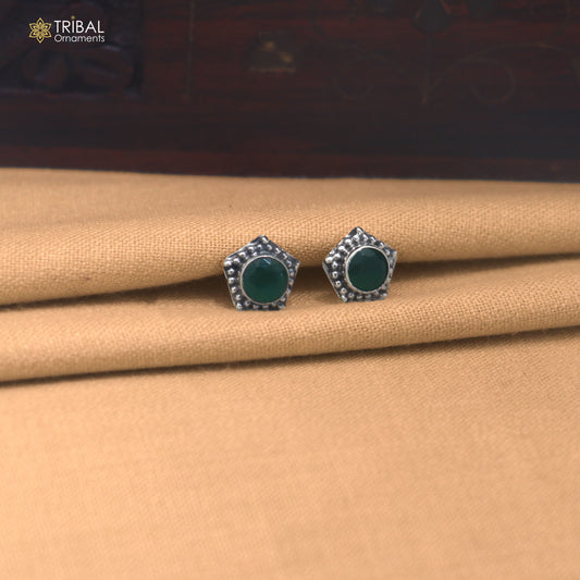 925 sterling silver green stone stud earring best jewelry er394