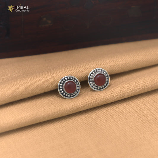925 sterling silver brown stone stud earring best jewelry er396
