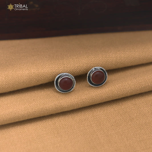 925 sterling silver brown stone stud earring best jewelry er399