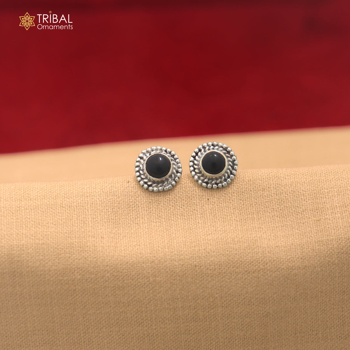 925 sterling silver black stone stud earring best jewelry er401