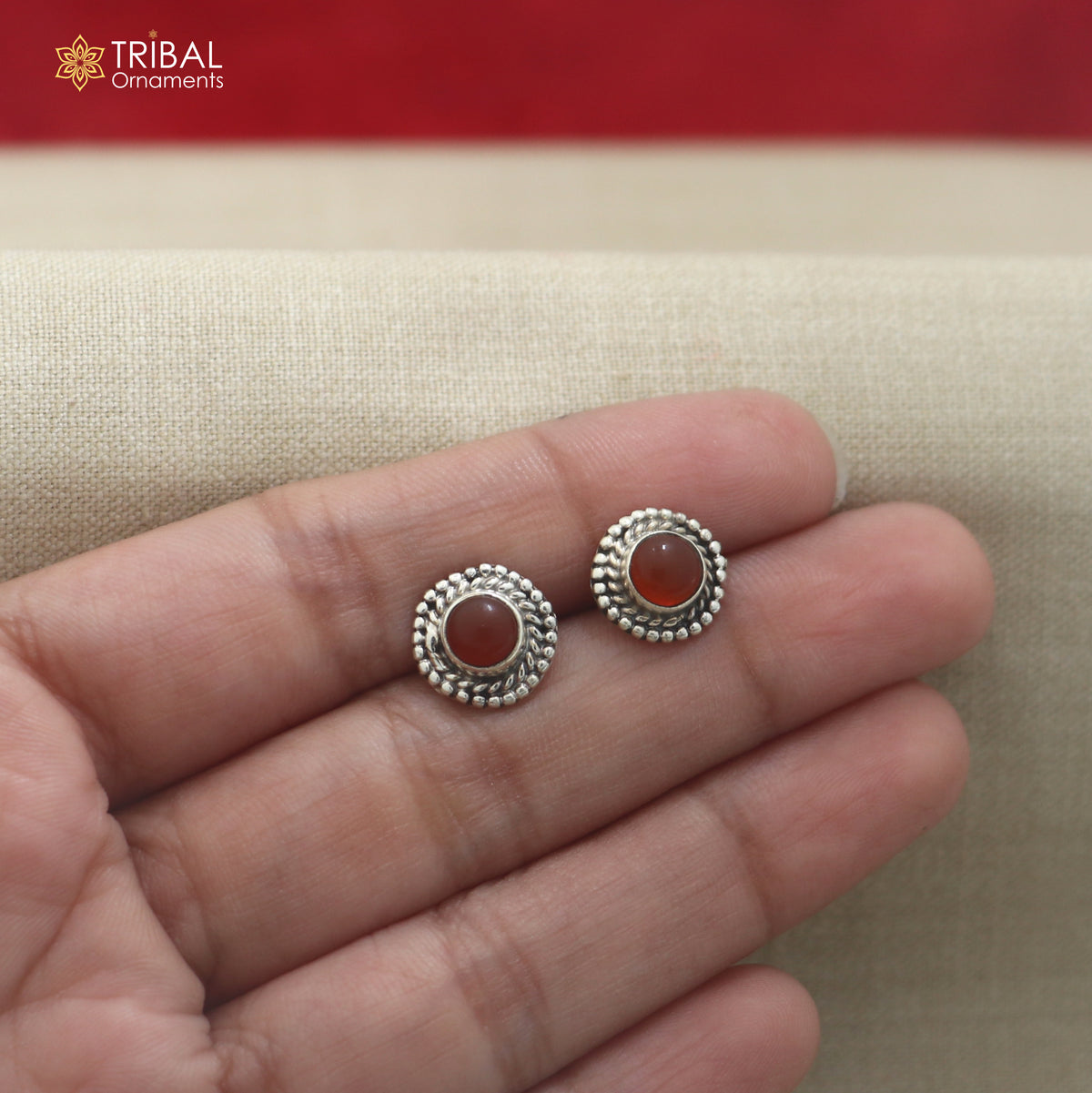 925 sterling silver brown stone stud earring best jewelry er409
