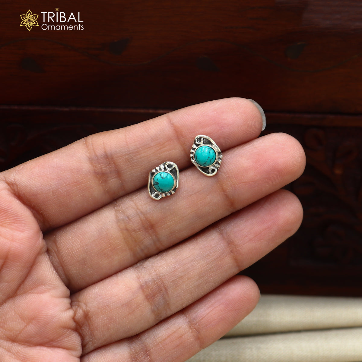 925 sterling silver turquoise stone stud earring best jewelry er411