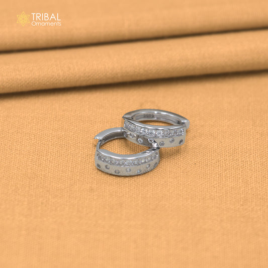 925 sterling silver zircon stone hoop earring er425