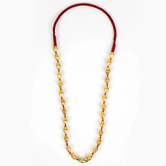 925 sterling silver Gold polished dholki beaded necklace,Dholki mala tribal jewelry set722