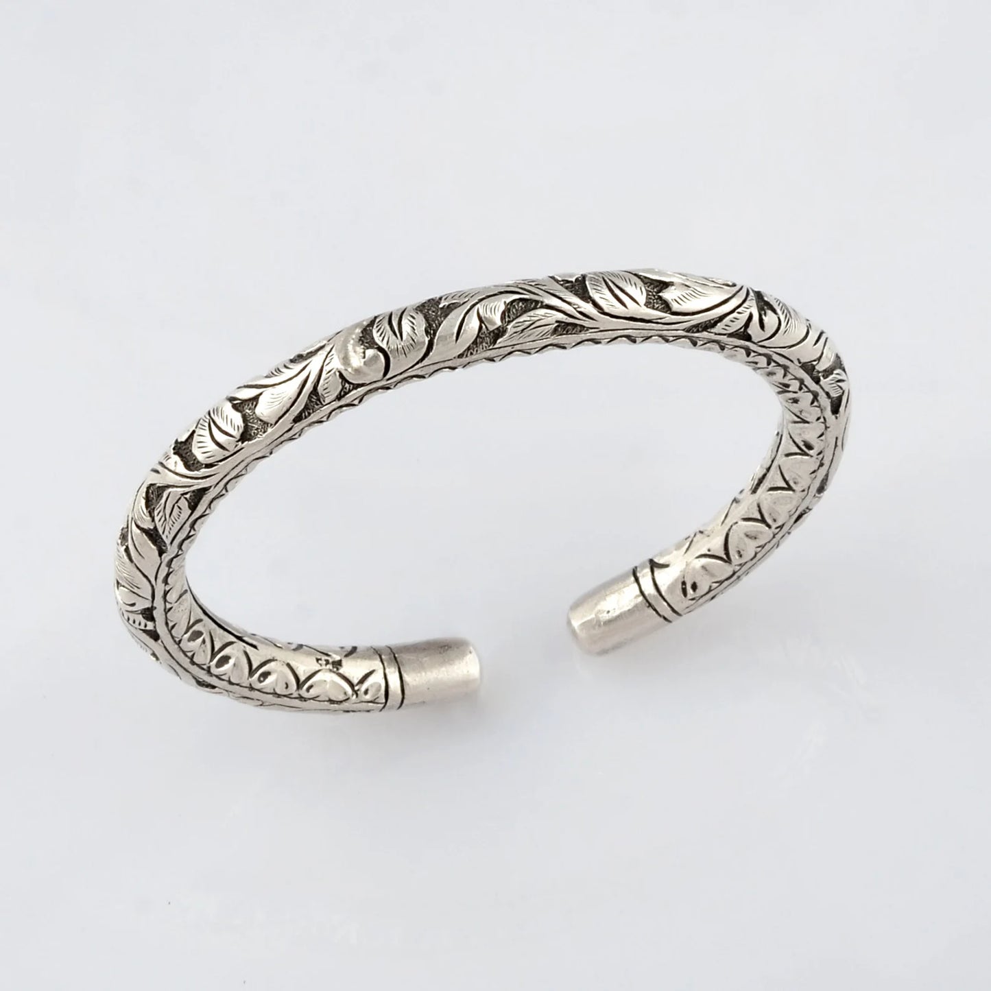 925 sterling silver chitai work wrist bracelet kada, ethnic tribal jewelry nsk920