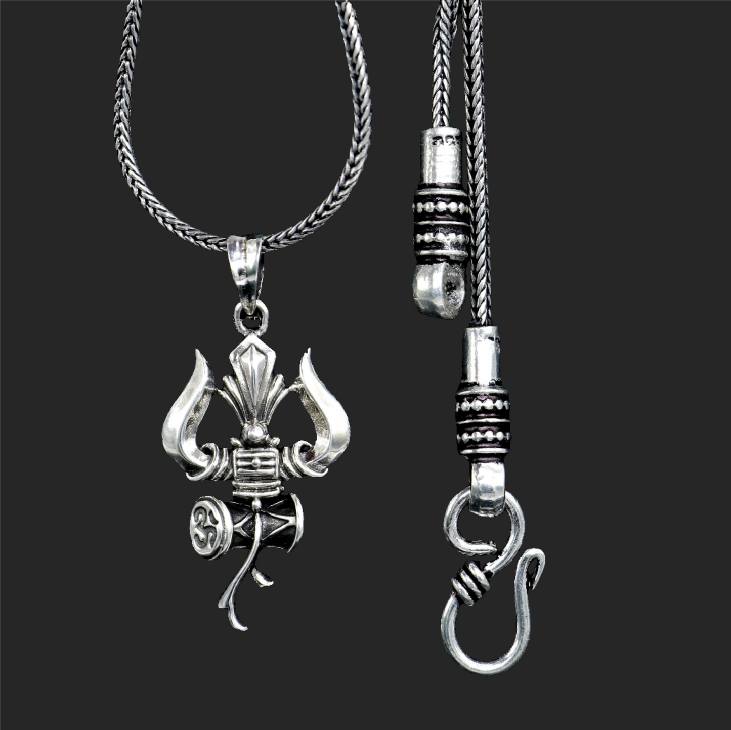 925 sterling silver Lord Shiva trident pendant, amazing vintage design god jewelry nsp787 - TRIBAL ORNAMENTS