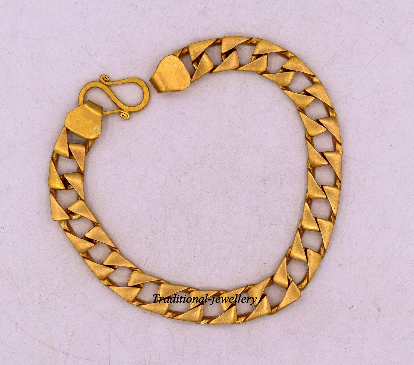 22kt yellow gold handmade solid gold 9mm wide cuban chain bracelet in all sizes men's jewelry - TRIBAL ORNAMENTS