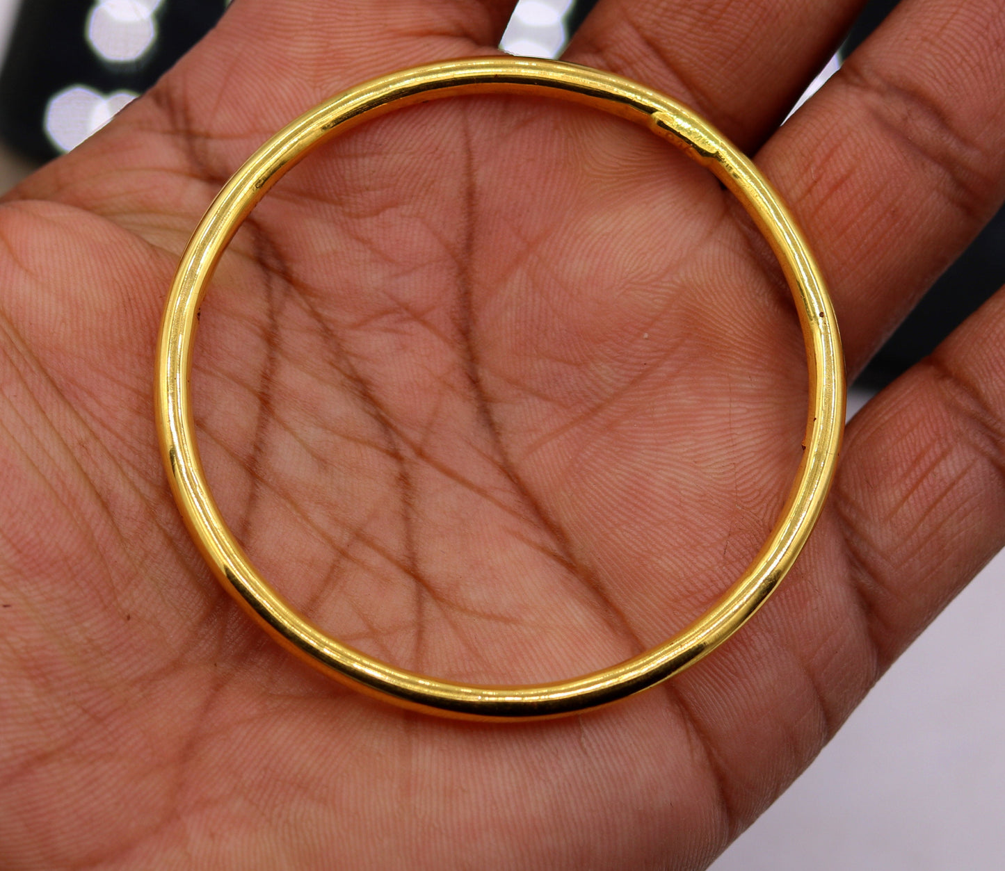 22k yellow gold handmade fabulous plain bangle bracelet with complete hallmarking sign jewelry for girls women - TRIBAL ORNAMENTS