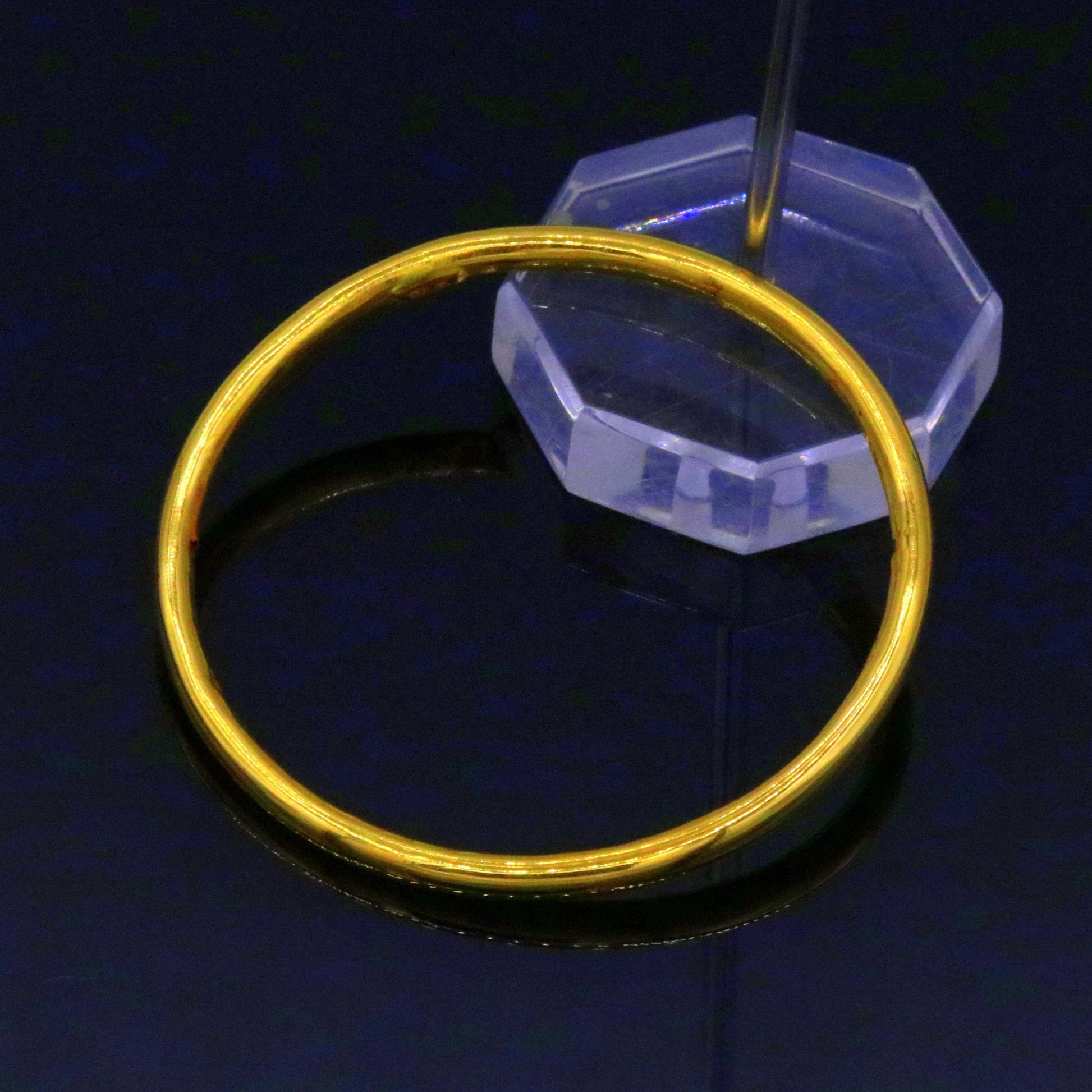 22k yellow gold handmade fabulous plain bangle bracelet with complete hallmarking sign jewelry for girls women - TRIBAL ORNAMENTS