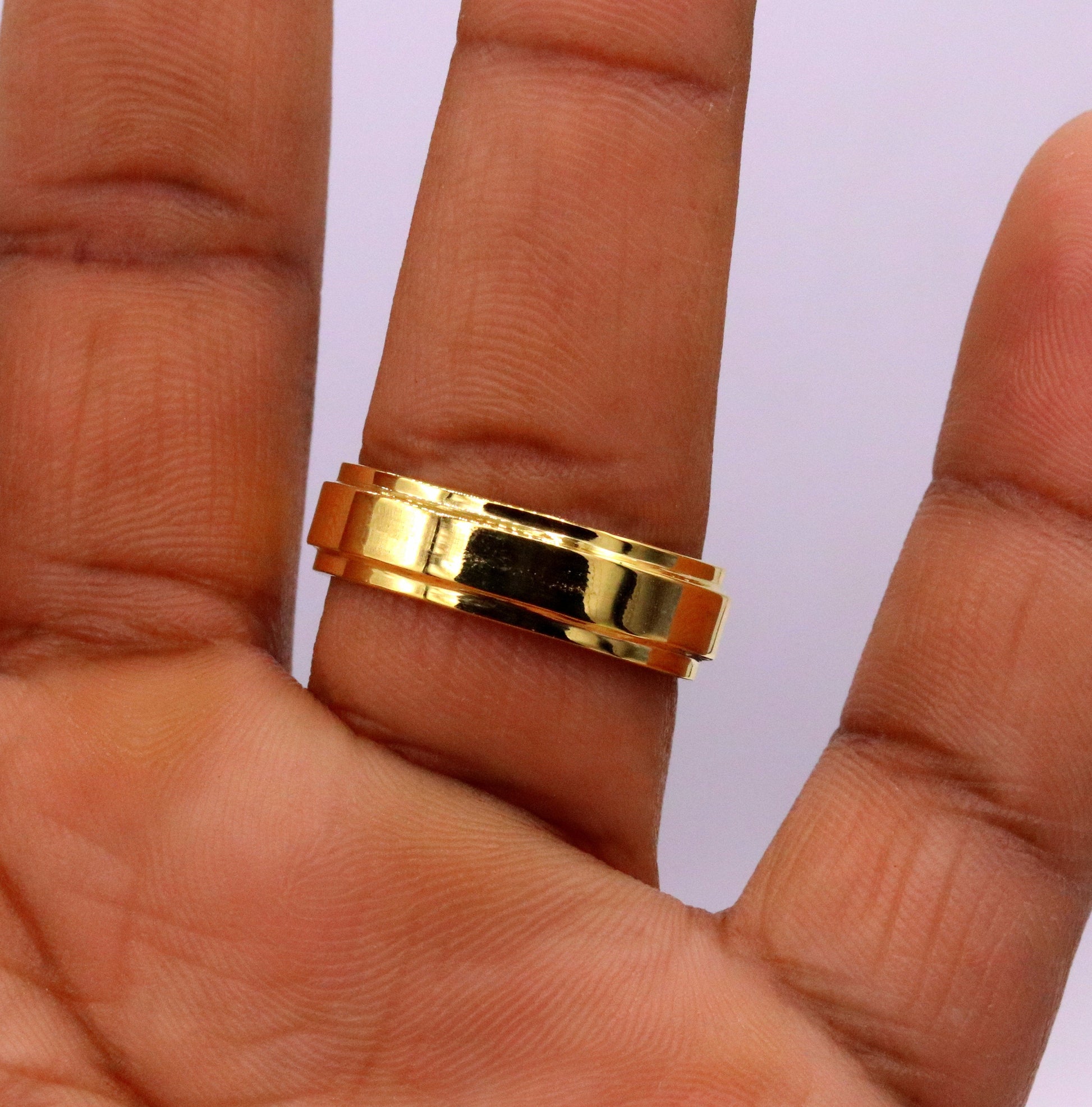 18 kt yellow gold handmade fabulous wedding engagement anniversary ring band unisex jewelry all sizes available - TRIBAL ORNAMENTS