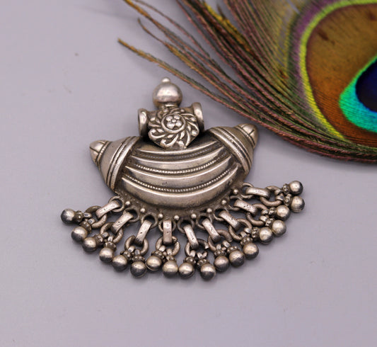 925 Sterling silver handmade gorgeous amulet pendant oxidized customized pendant belly dance temple jewelry bellydance rajasthan india nsp13 - TRIBAL ORNAMENTS