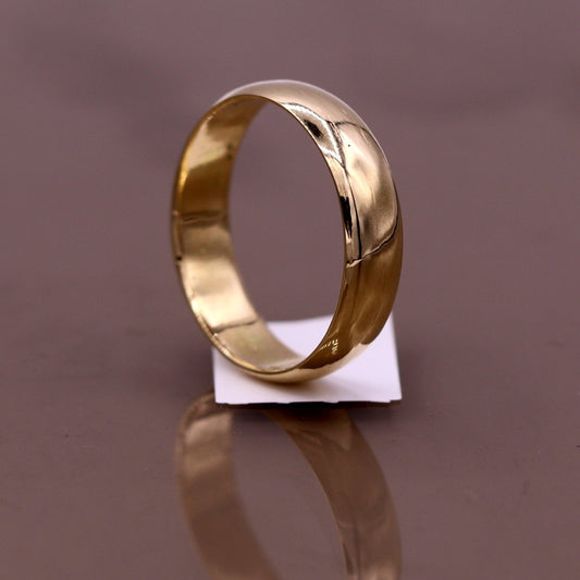 14kt yellow solid gold handmade gorgeous 5mm wedding anniversary engagement ring band for unisex gifting jewelry - TRIBAL ORNAMENTS