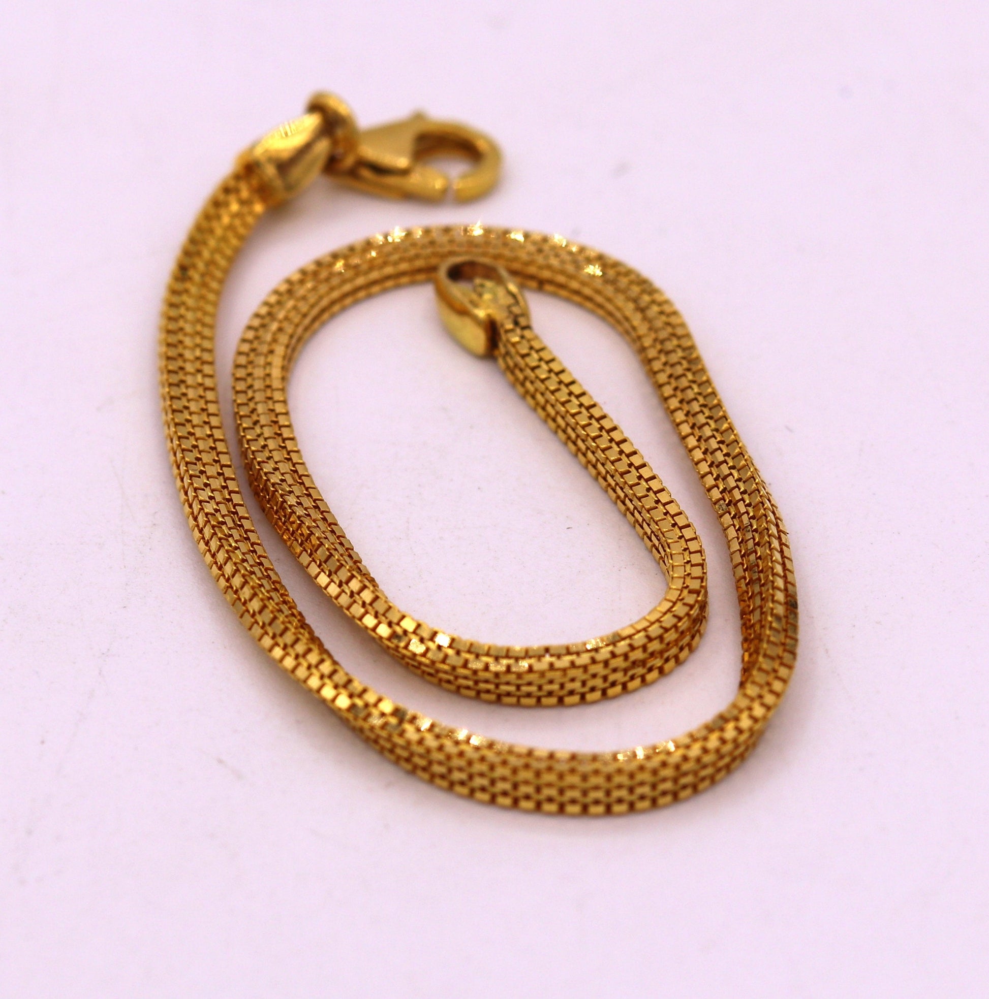 22kt yellow gold handmade highway box chain solid bracelet unisex 91.6% gold purity solid vintage jewelry from rajasthan india - TRIBAL ORNAMENTS