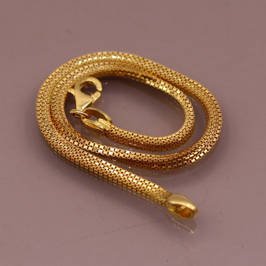 22kt yellow gold handmade highway box chain solid bracelet unisex 91.6% gold purity solid vintage jewelry from rajasthan india - TRIBAL ORNAMENTS
