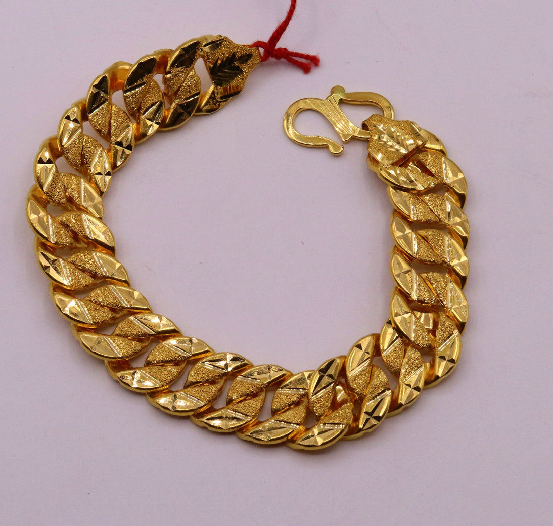 22kt yellow gold handmade gorgeous link chain diamond cut design bracelet jewelry hallmarked jewelry from india - TRIBAL ORNAMENTS