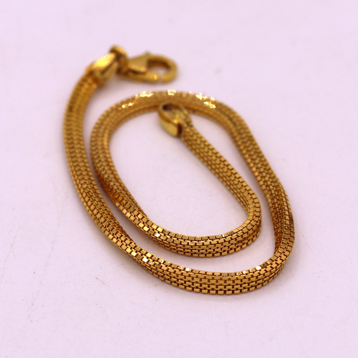 22kt yellow gold handmade highway box chain solid bracelet unisex 91.6% gold purity solid vintage jewelry from rajasthan india - TRIBAL ORNAMENTS