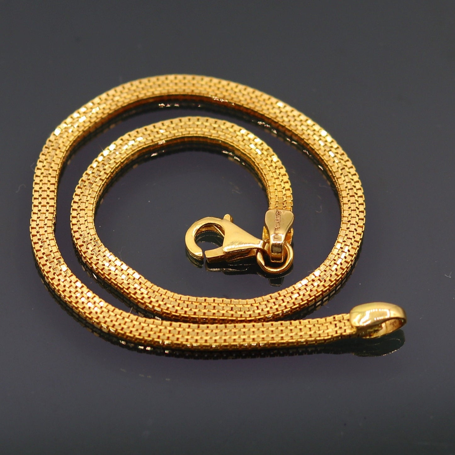 22kt yellow gold handmade highway box chain solid bracelet unisex 91.6% gold purity solid vintage jewelry from rajasthan india - TRIBAL ORNAMENTS